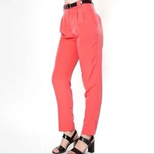 American Apparel: High Waist Pleated Pant Coral Pink in XS